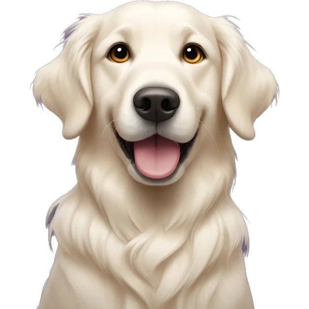 White golden retriever with heart eyes emoji