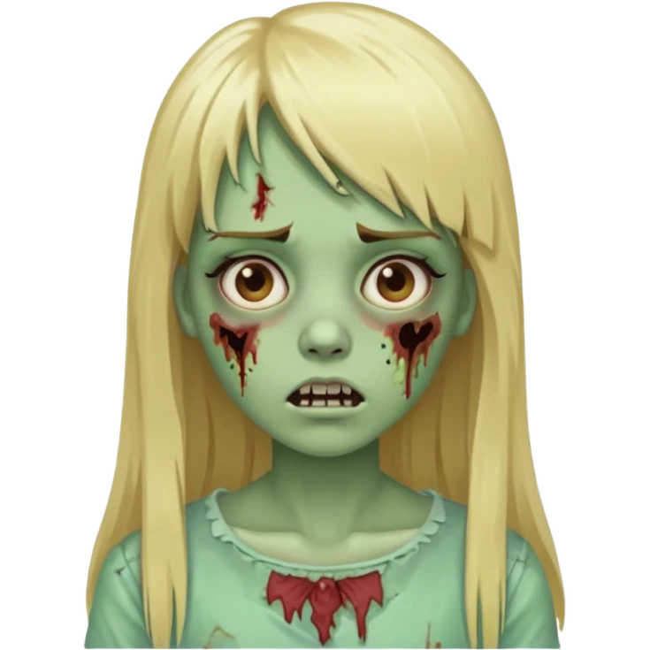 classic zombie girl with long blonde hair and bangs  emoji