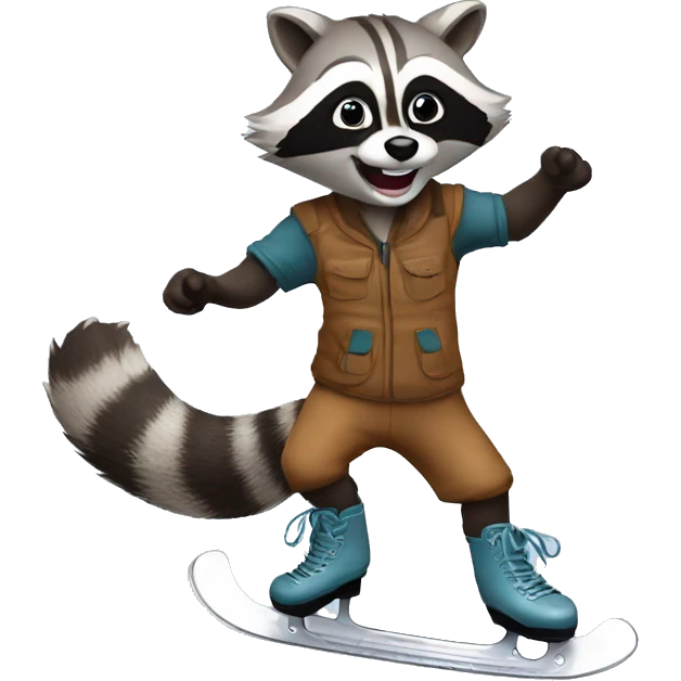 RACCOON, Rubber with beaseball bite , dancing on ice skates   emoji