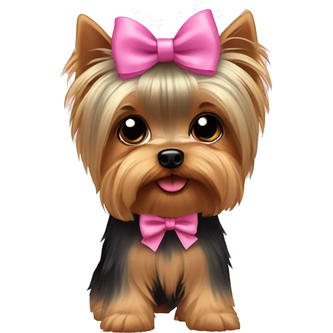 Cute Yorkie with a pink bow emoji