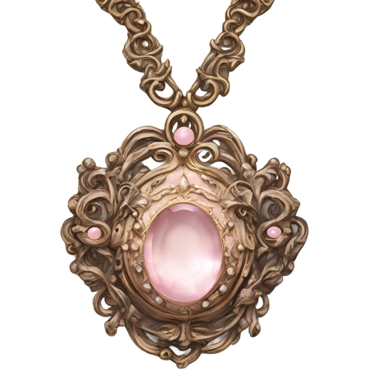 vintage rococo necklace with pale pink jewel emoji