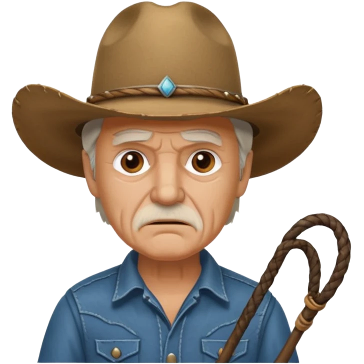 Give this emoji 🤠 a whip make it an old white guy with a whip make him mad  emoji