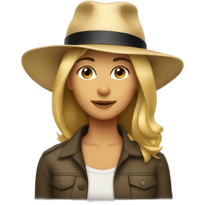 Emily wearing a hat emoji