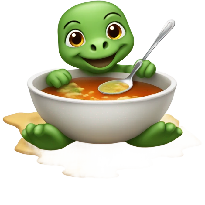 Turtle eating soup  emoji