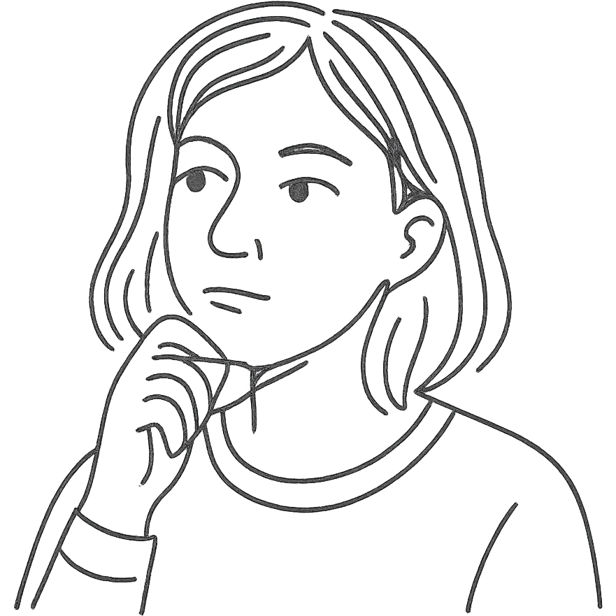 hand-drawn sketch style portrait of a person named Lenka Gremlitova, thoughtful pose, minimal background emoji