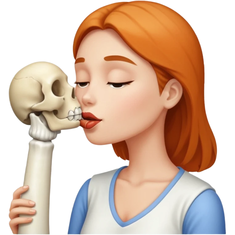 naked big boobed woman kissing a big bone emoji