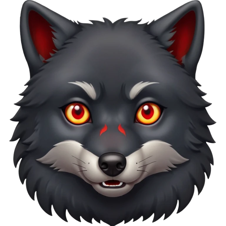 surprised shocked black wolf with red eyes emoji