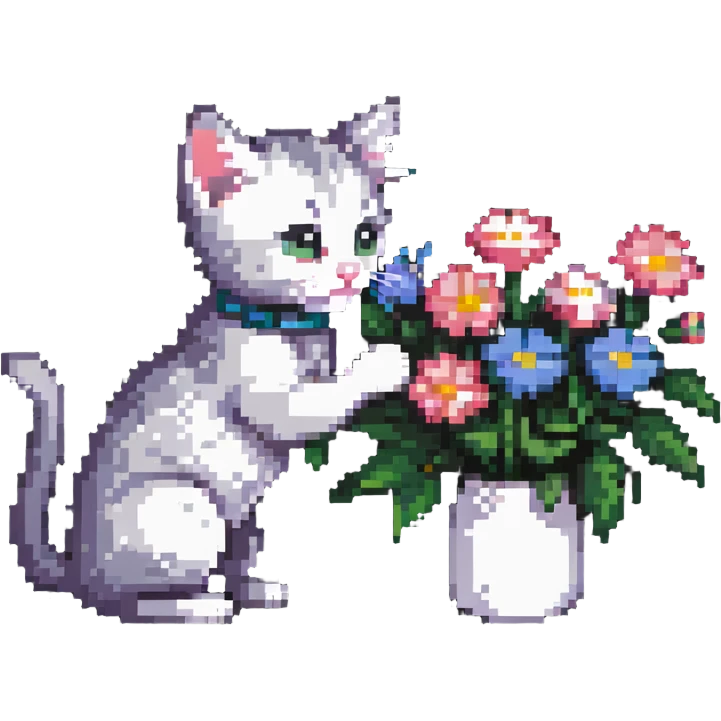 Kitten smells flowers emoji