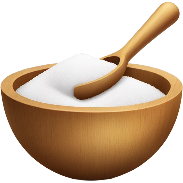 Sugar in wooden bowls being scooped by wooden measuring spoon emoji