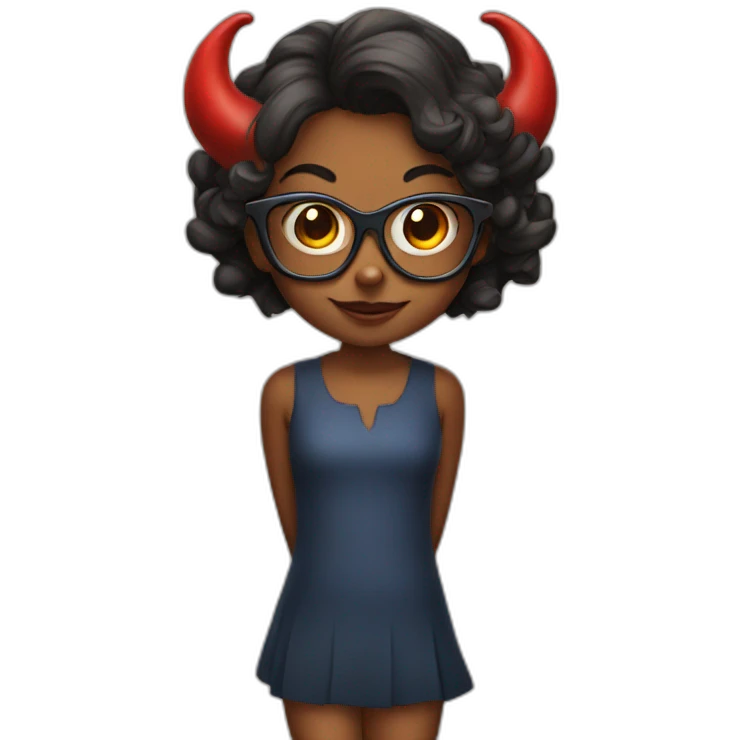 Devil young girl with glasses and horns emoji