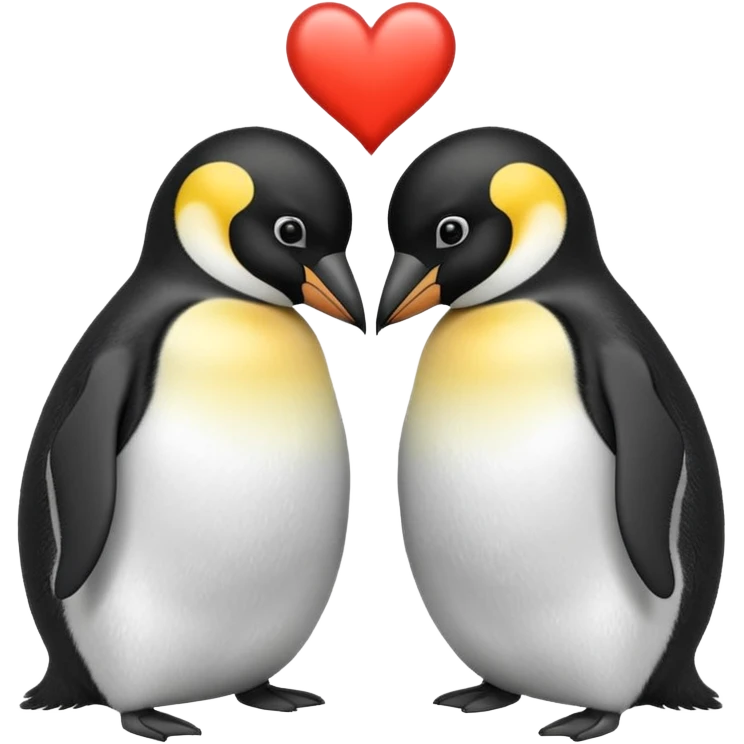 2 emperor penguins facing each other making a heart but no heart emoji emoji