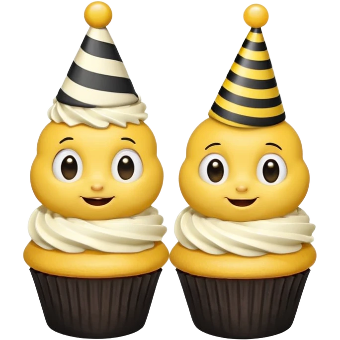 Bees with Birthday Hat, Embarrassed bee with cupcake emoji