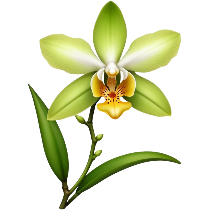 single Dendrobium Orchid flower, stem emoji