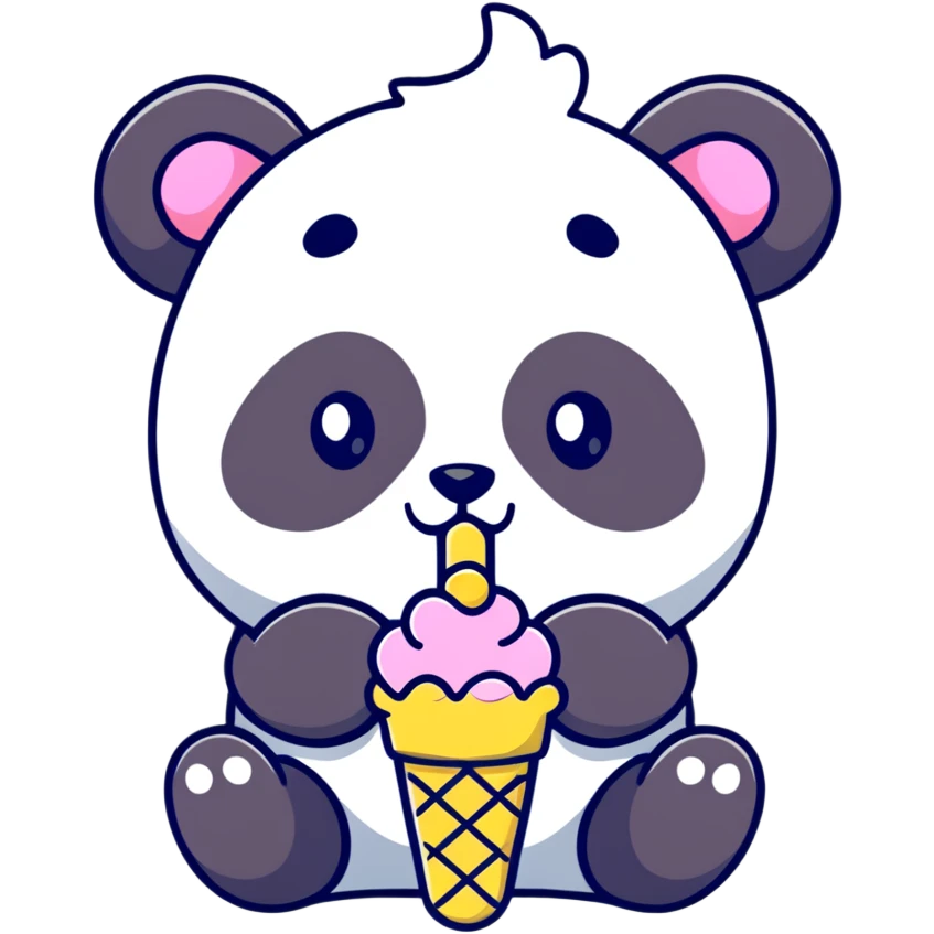 Panda eating ice cream emoji