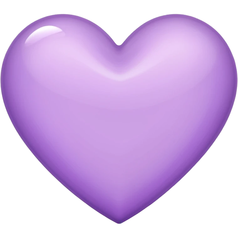 A light purple heart emoji that has the same shape as a normal heart emoji and light reflecting is from the tip of the heart emoji