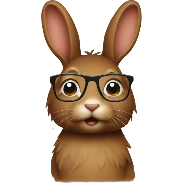  brown bunny with hair and glasses  emoji