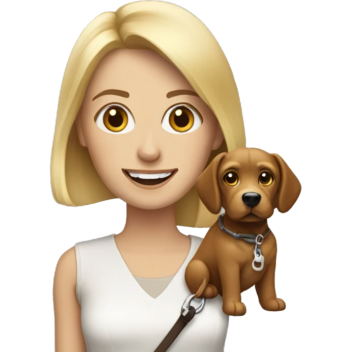 Blonde women with Brown dog on a leash emoji