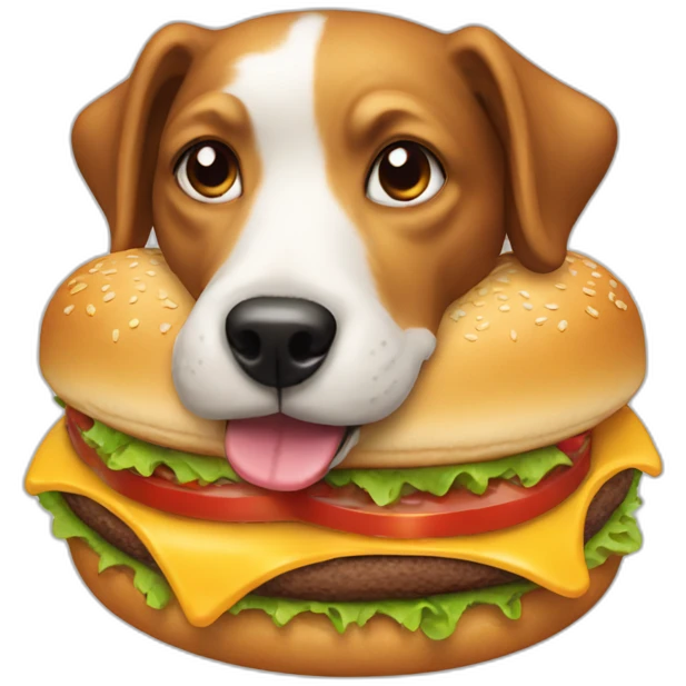 Dog eating burger emoji
