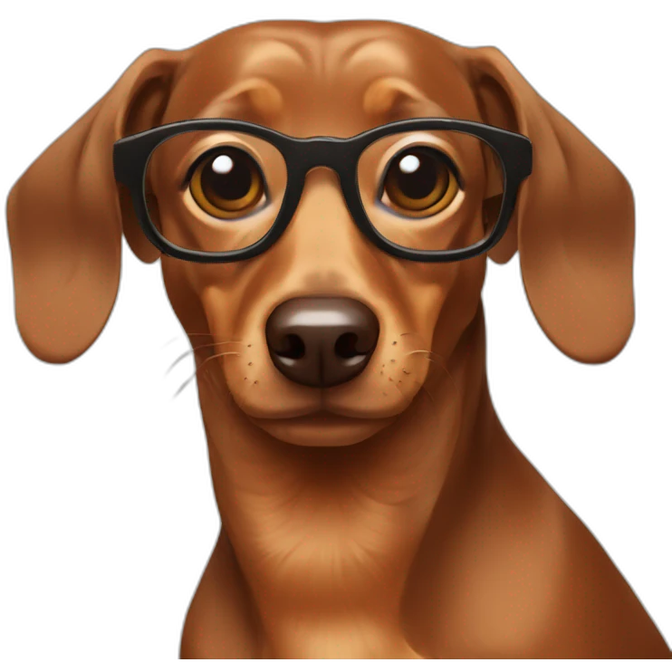 Dachshund brown with glases emoji