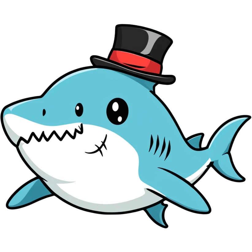 Shark with a top hat emoji