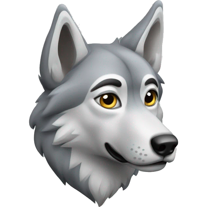 loup gris clin d'oeil emoji
