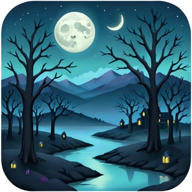 goth  eerie pastel night landscape  emoji