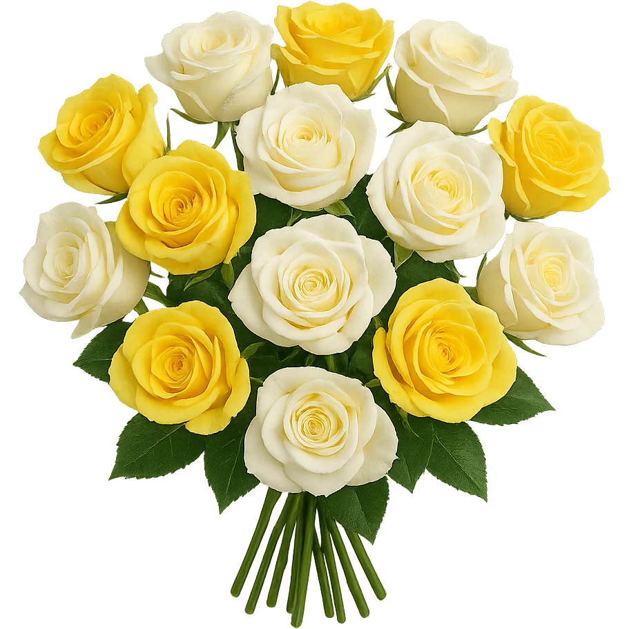 bouquet of white and yellow roses , remove background emoji