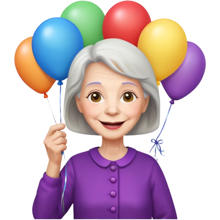 balloons holder old woman emoji