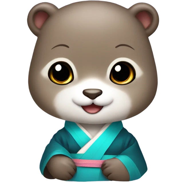 a baby otter face wearing traditional korean hanbok emoji