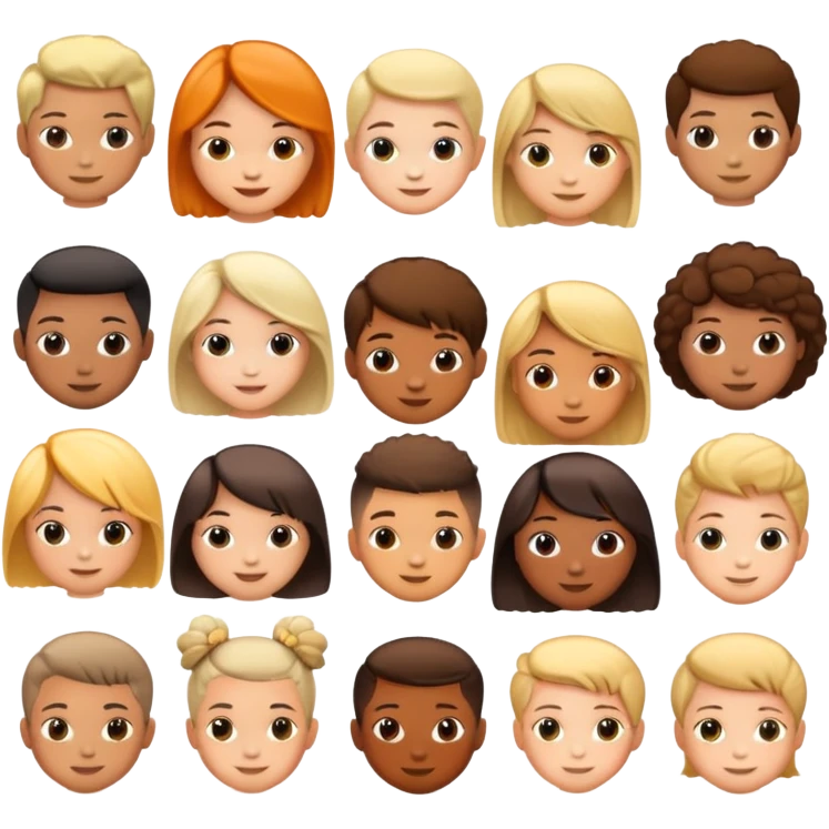 different children's hairstyles, cheerful and diverse emoji