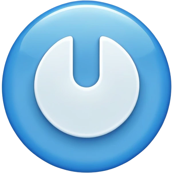 A white tick between a blue circle emoji