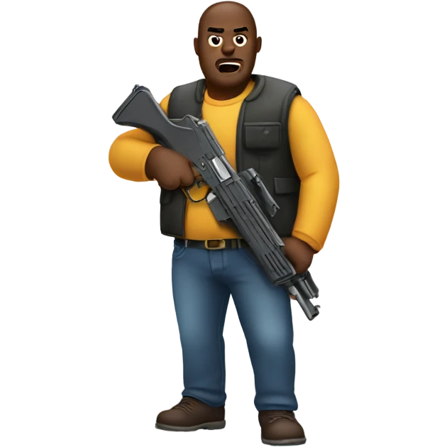 Big guy with a plastic gun emoji