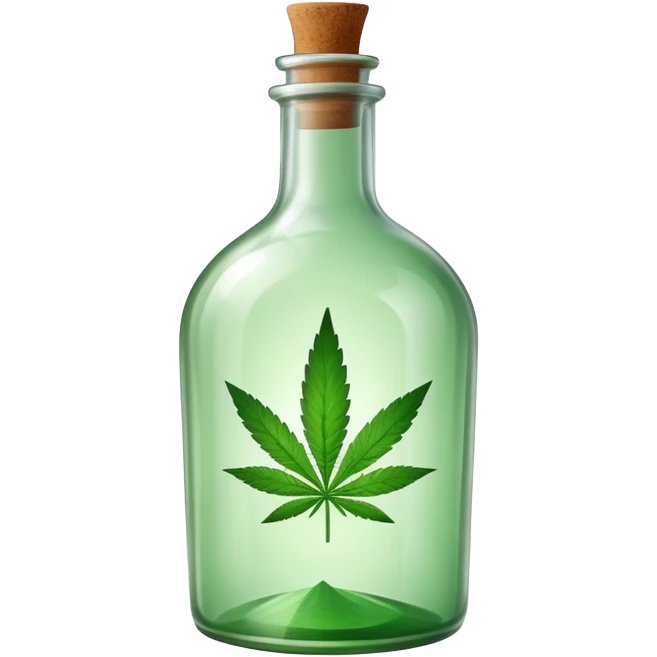 curved glass bottle with a cannabis leaf on it emoji