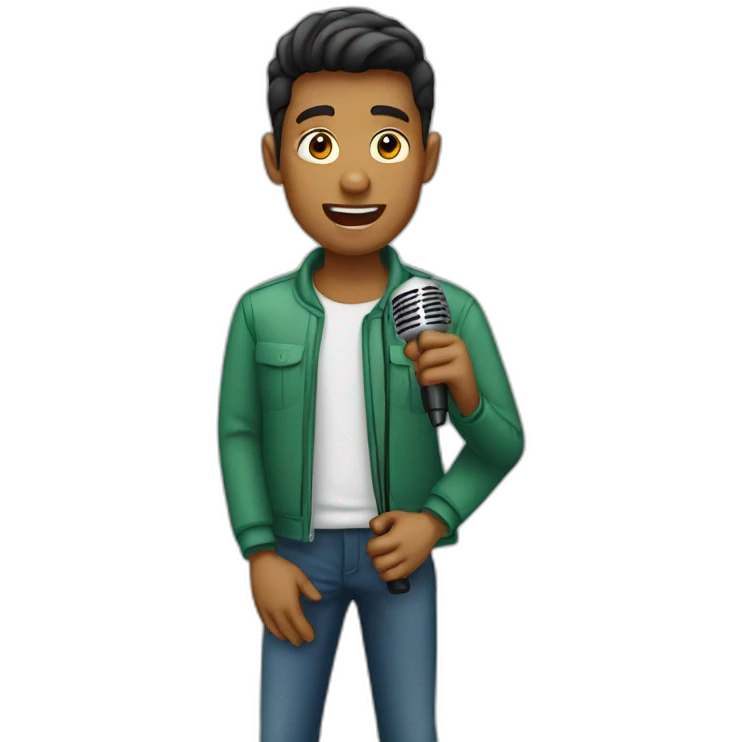 young man singing microphone emoji