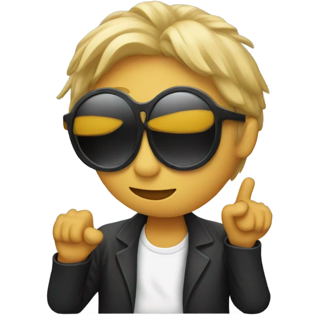 a person wearing sunglasses dabbing emoji