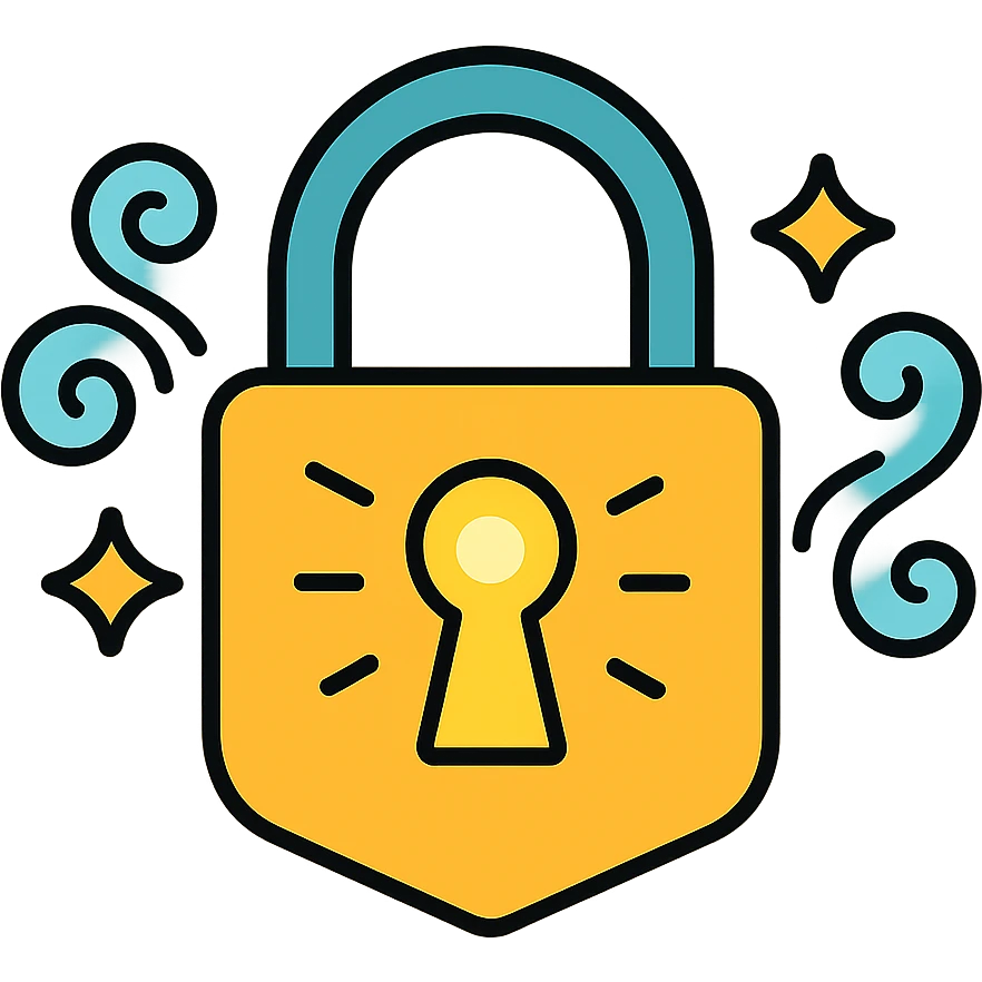 Enchanted lock with magic swirls and glowing keyhole emoji