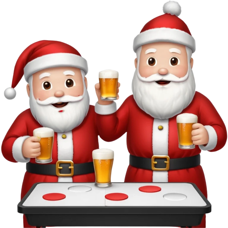 Santa and snowman playing beer pong emoji
