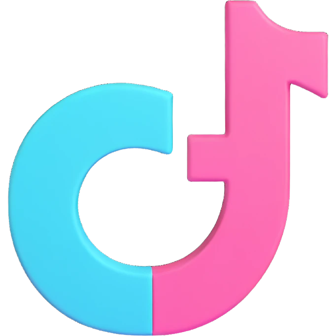 3D Discord role icon inspired by the TikTok logo, using TikTok's signature colors black white cyan and pink, modern and visually appealing, suitable for Discord roles emoji