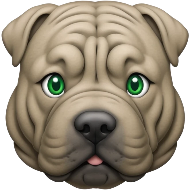 Grey shar pei with green eyes emoji