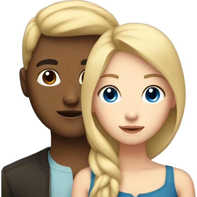 Blonde girl with blue eyes and Filipino man with black hair and light brown skin emoji