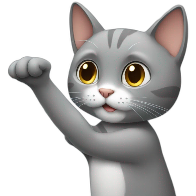 Grey cat who makes a finger of honor emoji
