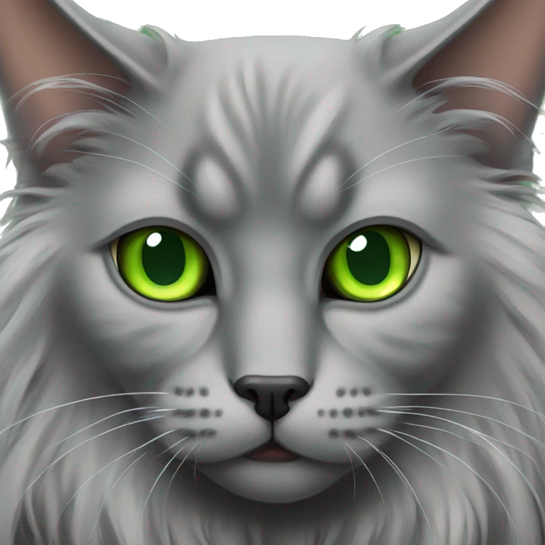 Evil nebelung cat with green eyes who is drooling emoji
