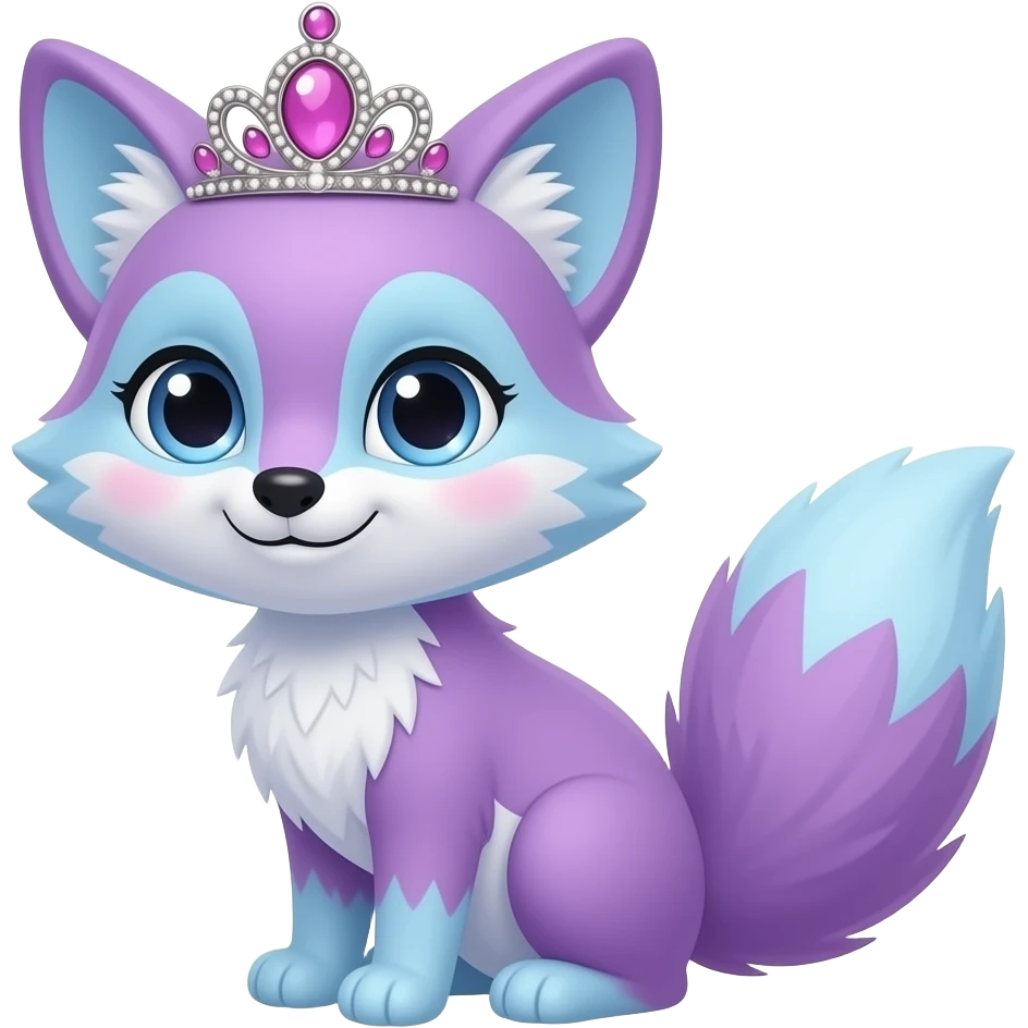 Female violet and baby blue fox with pink tiara emoji