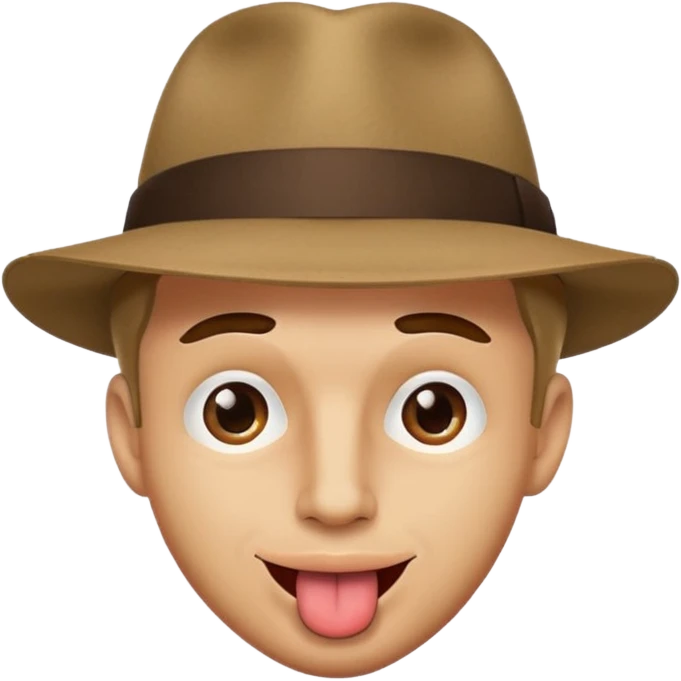 Man wearing fedora with an eyebrow raised and tongue out  emoji