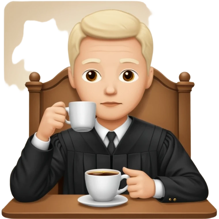 Sleepy judge sipping coffee in court emoji