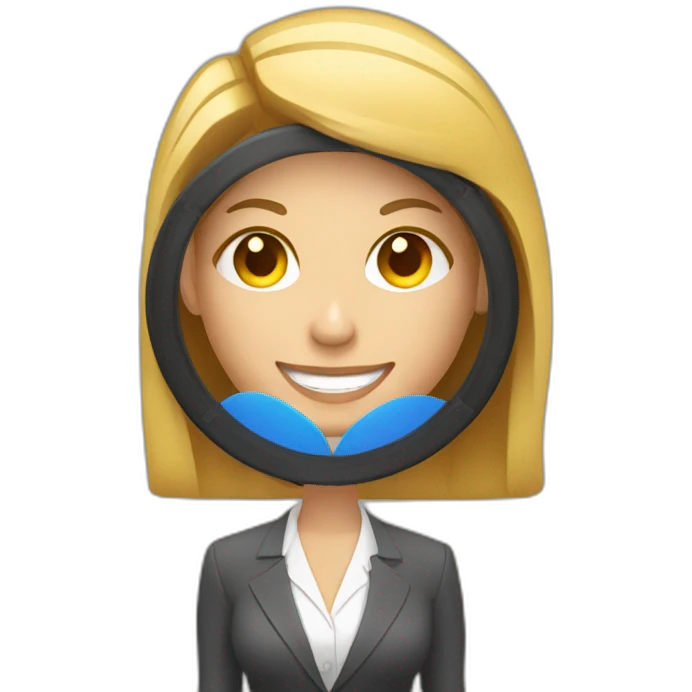 Business woman holding a gong drum emoji