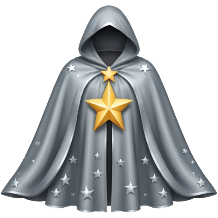 a fantasy  magic, silver color with star pattern cloak emoji