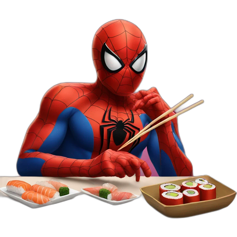 spiderman eating sushi emoji