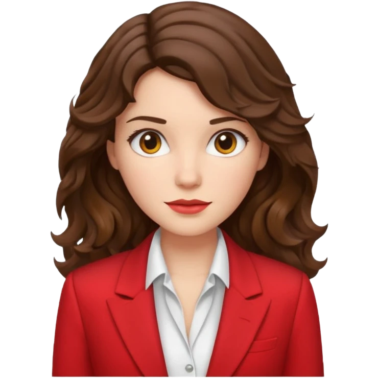 brunette woman with wavy hair, wearing a white dress shirt and red blazer emoji