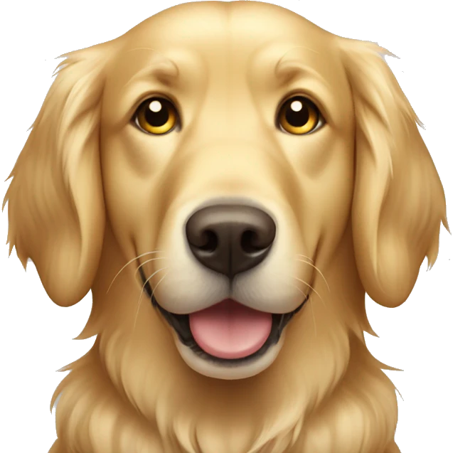 golden retriever with underbite and winking eye emoji